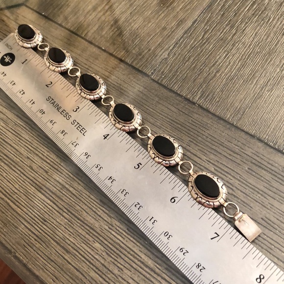 Vintage Sterling Black Silver Oval Bracelet N.C.V. - Picture 15 of 16